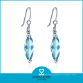 Charm Aqua CZ Silver Jewelry Hook Earring (SH-0217E)